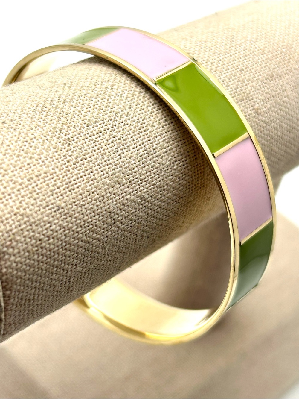 J. Crew Pink and Green Striped Bangle Bracelet